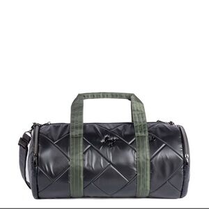 Lug Rowboat Metallic Black Quilted Duffel Bag with Green StrapsVIDEO Link